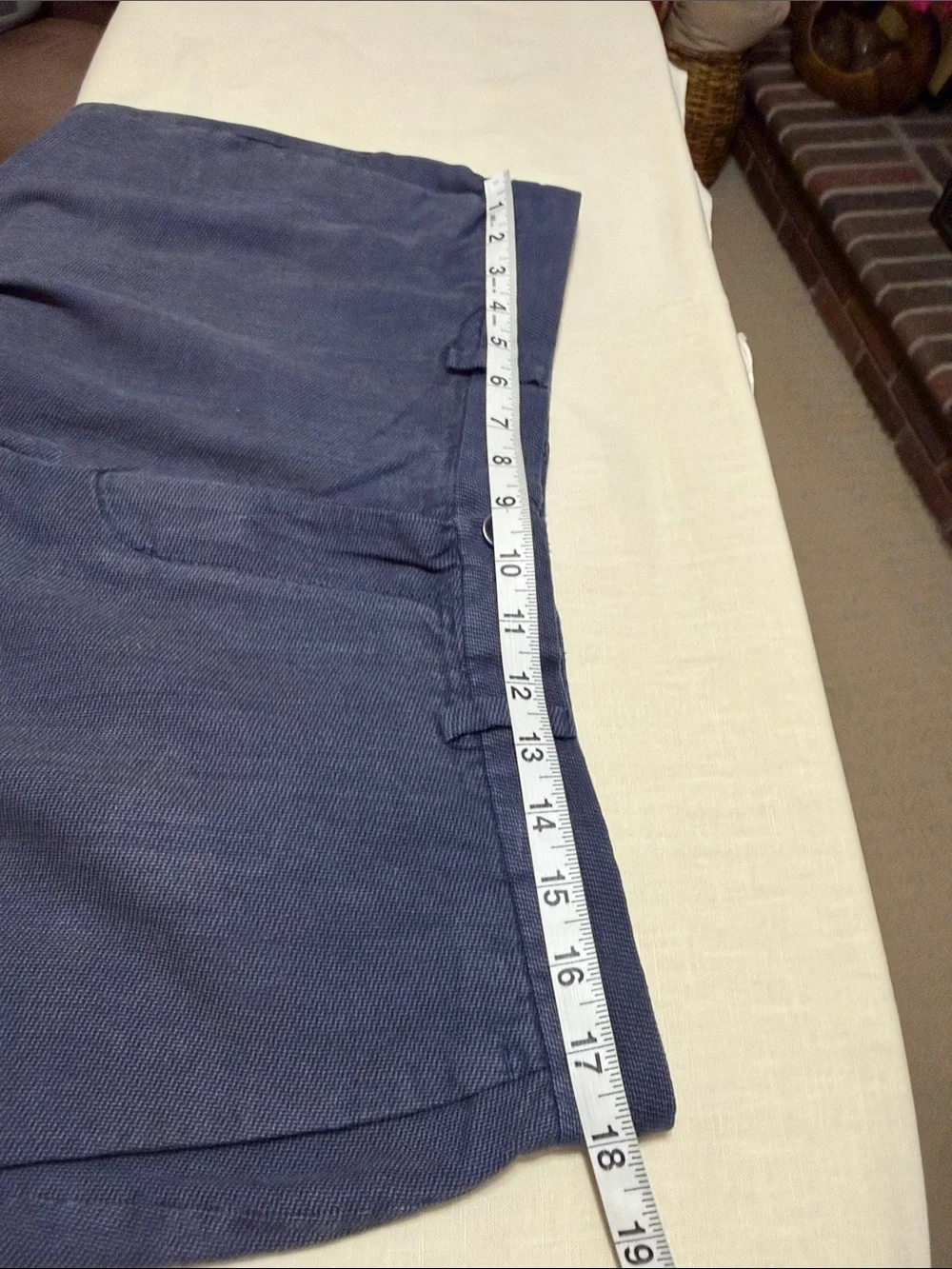 Banana Republic Aiden Short Navy Flat-Front Textured Cotton Shorts, Size 34.